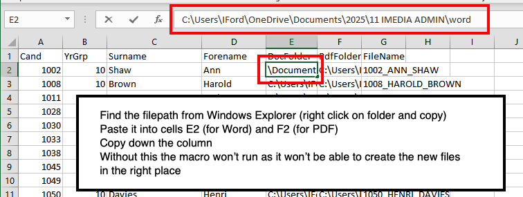 Screenshot showing filepath
