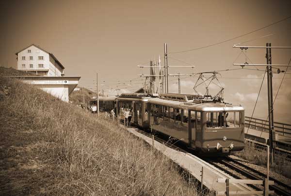 Rigi Bahn train image aged